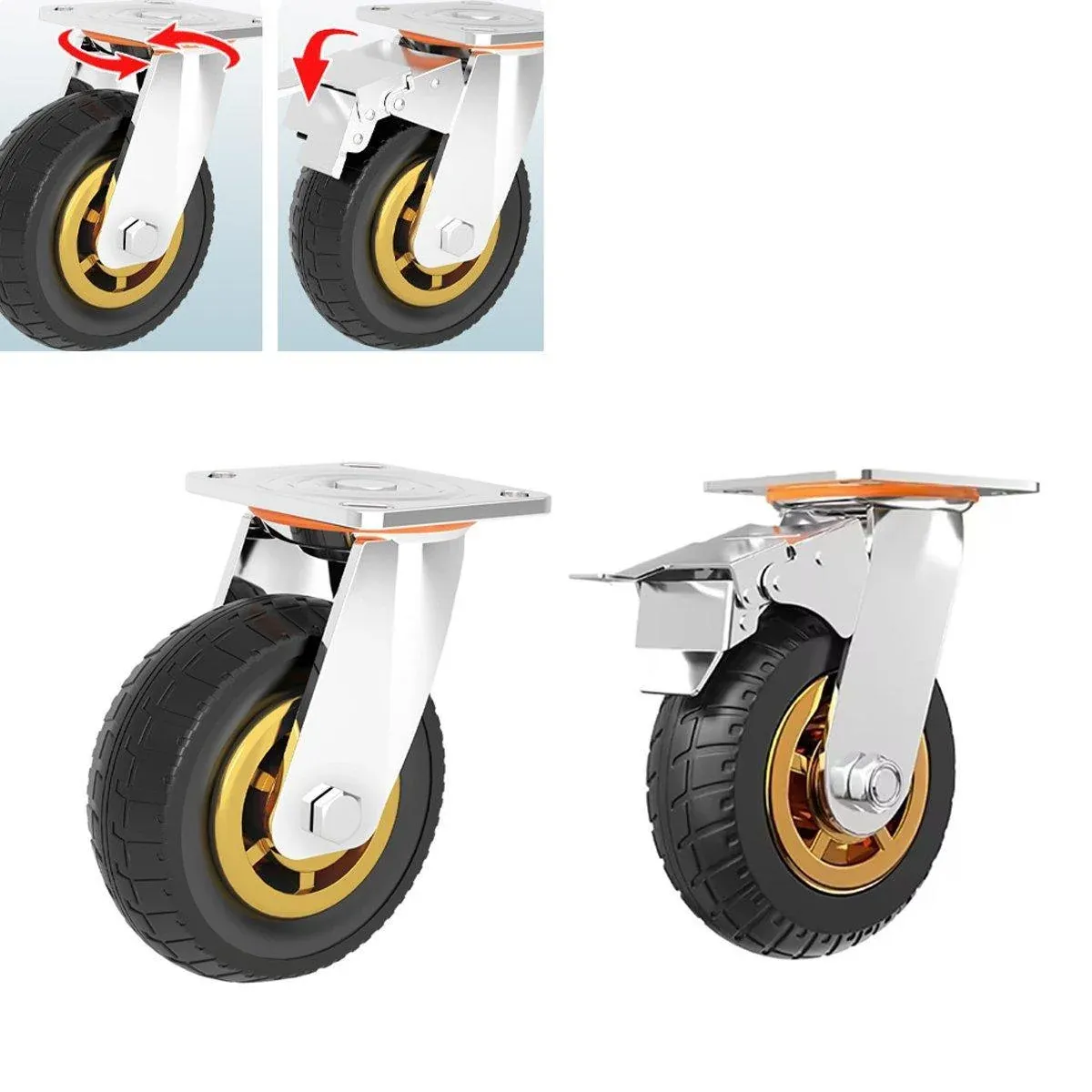 4pcs 6inch Heavy Duty Swivel Caster Wheels 150mm 1000kg Load 2 with Brakes view 11