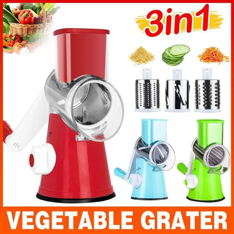 Kitchen Vegetable Fruit Slicer Cutter Shredder Food Manual Rotary Grater view 2