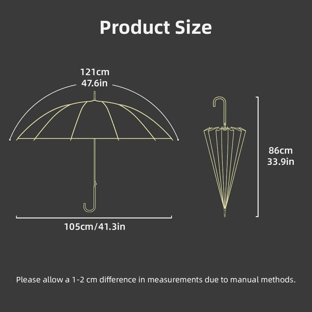 Large 16 Bone Automatic Umbrella Unisex Long Handle Dual Use Rain Sun Umbrella view 4