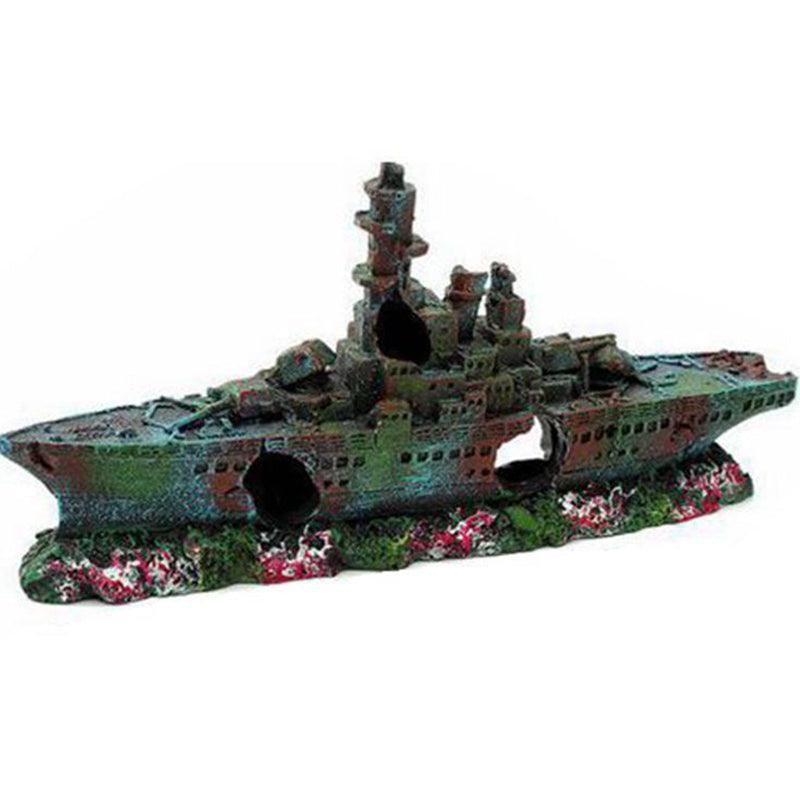 Aquarium Shipwreck Ship Fish Tank Resin Sunken Ship Fishing Hiding Pot Decor view 2