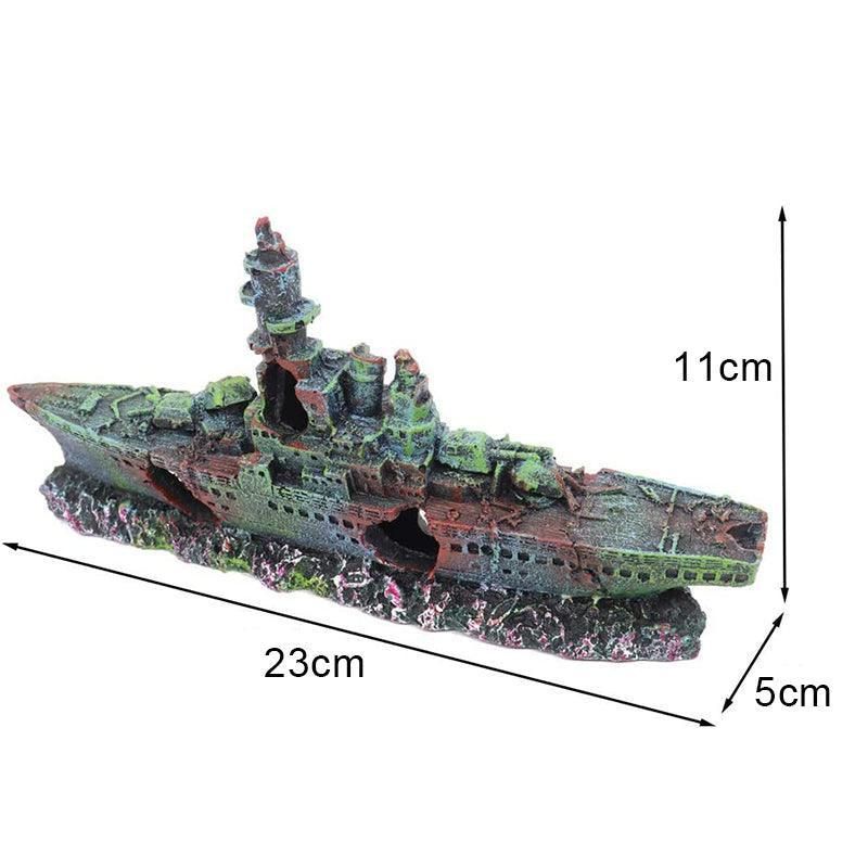 Aquarium Shipwreck Ship Fish Tank Resin Sunken Ship Fishing Hiding Pot Decor view 3