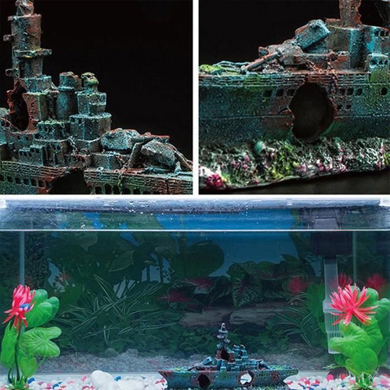 Aquarium Shipwreck Ship Fish Tank Resin Sunken Ship Fishing Hiding Pot Decor view 4