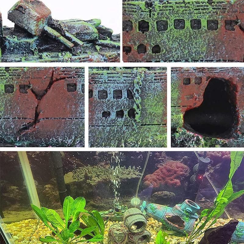 Aquarium Shipwreck Ship Fish Tank Resin Sunken Ship Fishing Hiding Pot Decor view 5