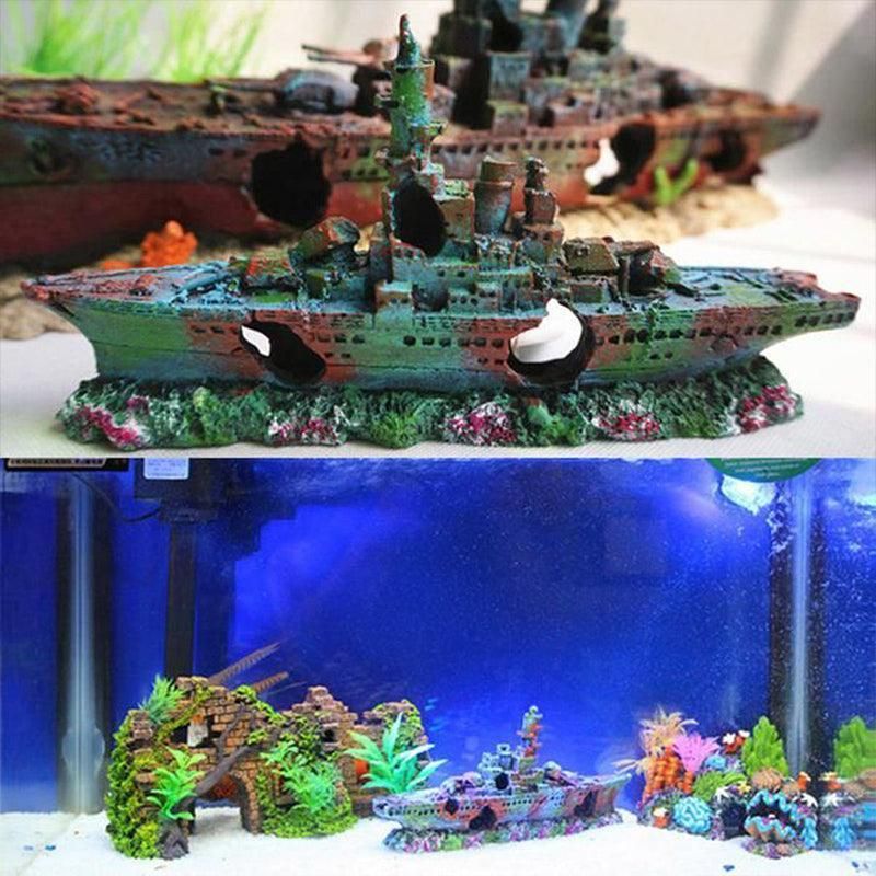 Aquarium Shipwreck Ship Fish Tank Resin Sunken Ship Fishing Hiding Pot Decor view 7