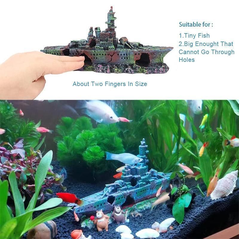 Aquarium Shipwreck Ship Fish Tank Resin Sunken Ship Fishing Hiding Pot Decor view 8