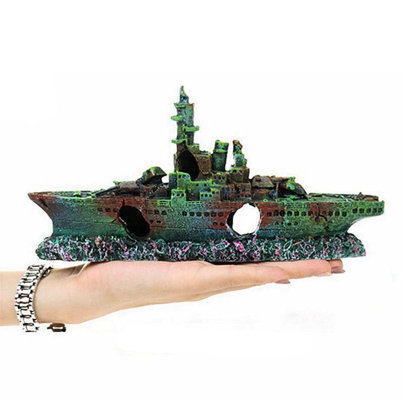 Aquarium Shipwreck Ship Fish Tank Resin Sunken Ship Fishing Hiding Pot Decor view 9