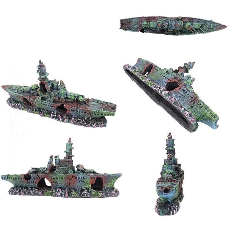 Aquarium Shipwreck Ship Fish Tank Resin Sunken Ship Fishing Hiding Pot Decor view 11