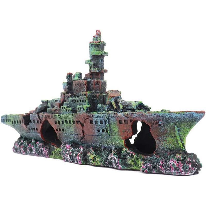 Aquarium Shipwreck Ship Fish Tank Resin Sunken Ship Fishing Hiding Pot Decor view 12