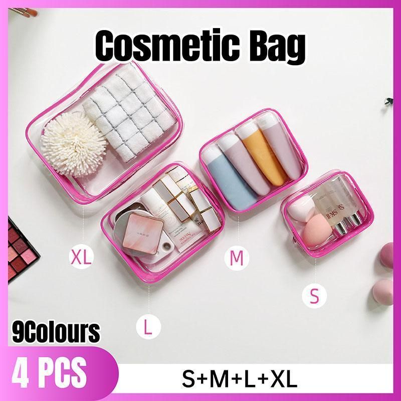 4pcs Durable PVC Cosmetic Bags Easy to Clean Multiple Sizes and Colours 9 view 2