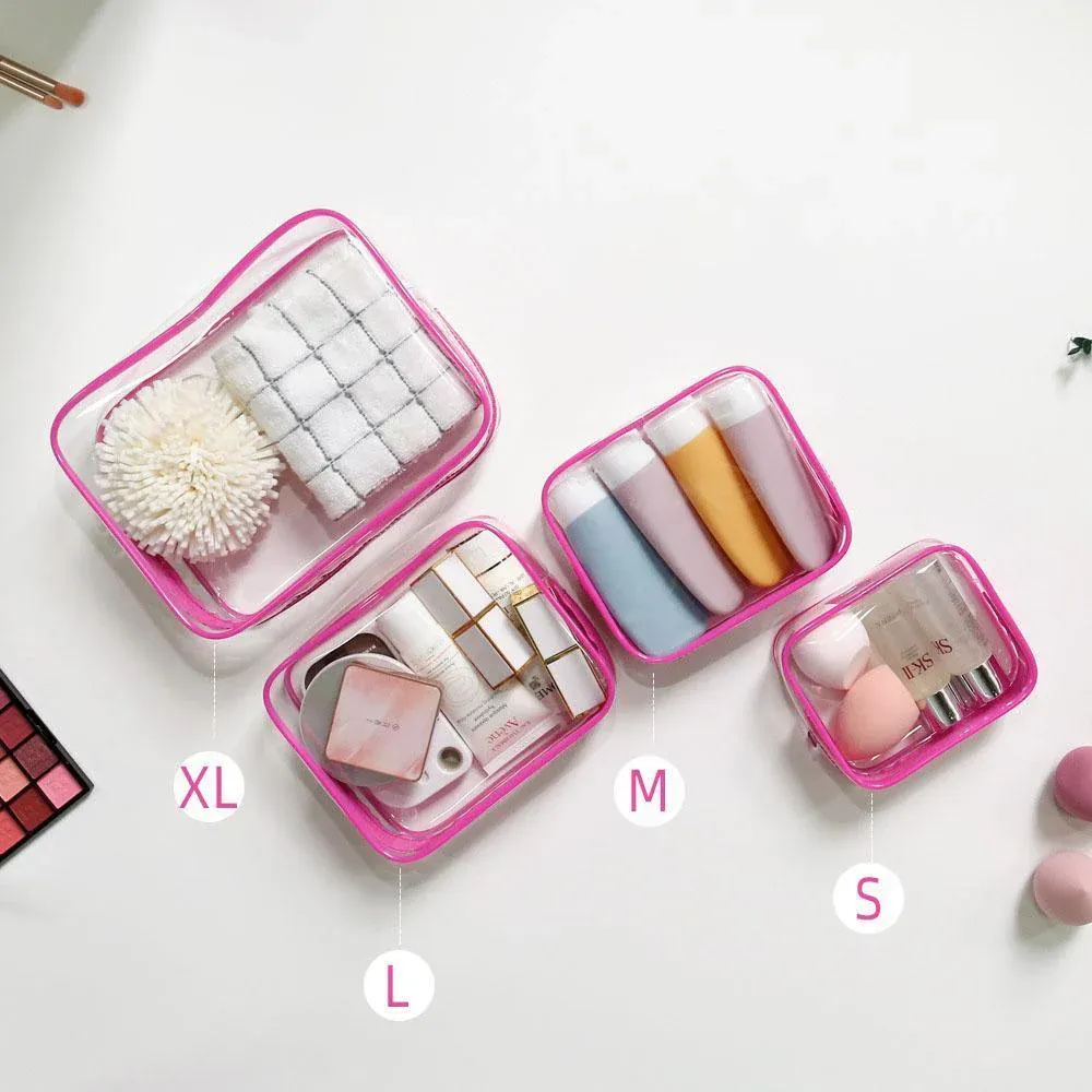 4pcs Durable PVC Cosmetic Bags Easy to Clean Multiple Sizes and Colours 9 view 7