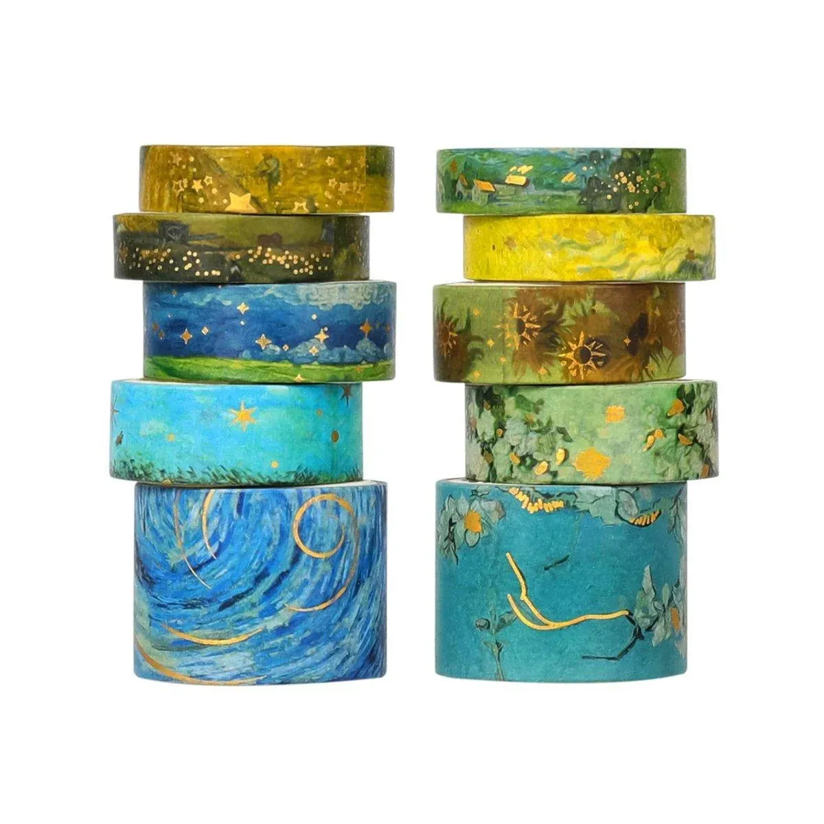 Gold Foil Washi Tape Set Decorative Craft Tape for Gift Wrapping Scrapbooking — image 1