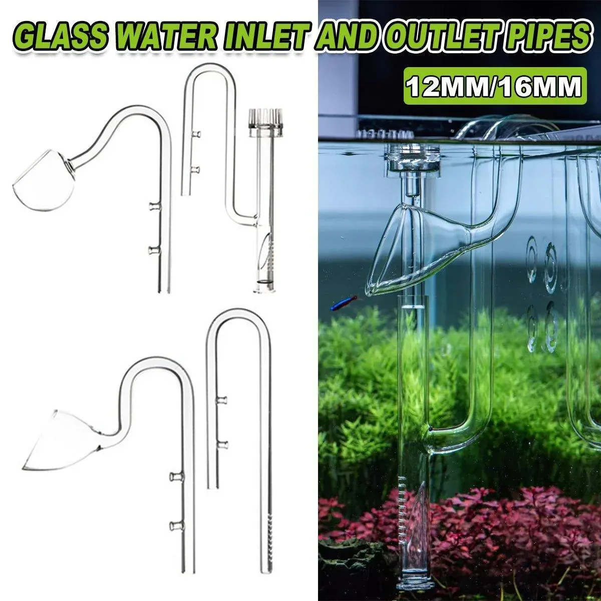 Aquarium Glass Inlet Outlet Pipe Fish Tank Filter Oil Film Remover Plant view 2