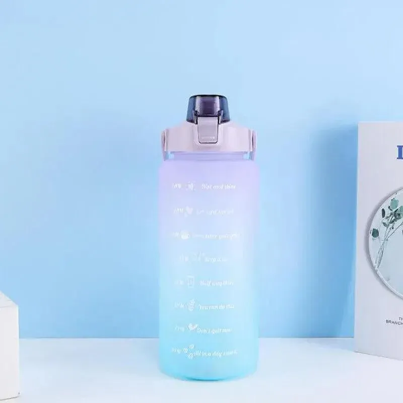 2L Large Water Bottle Straw Time Gradient Cup Fitness Jugs Sport Gym Training view 4