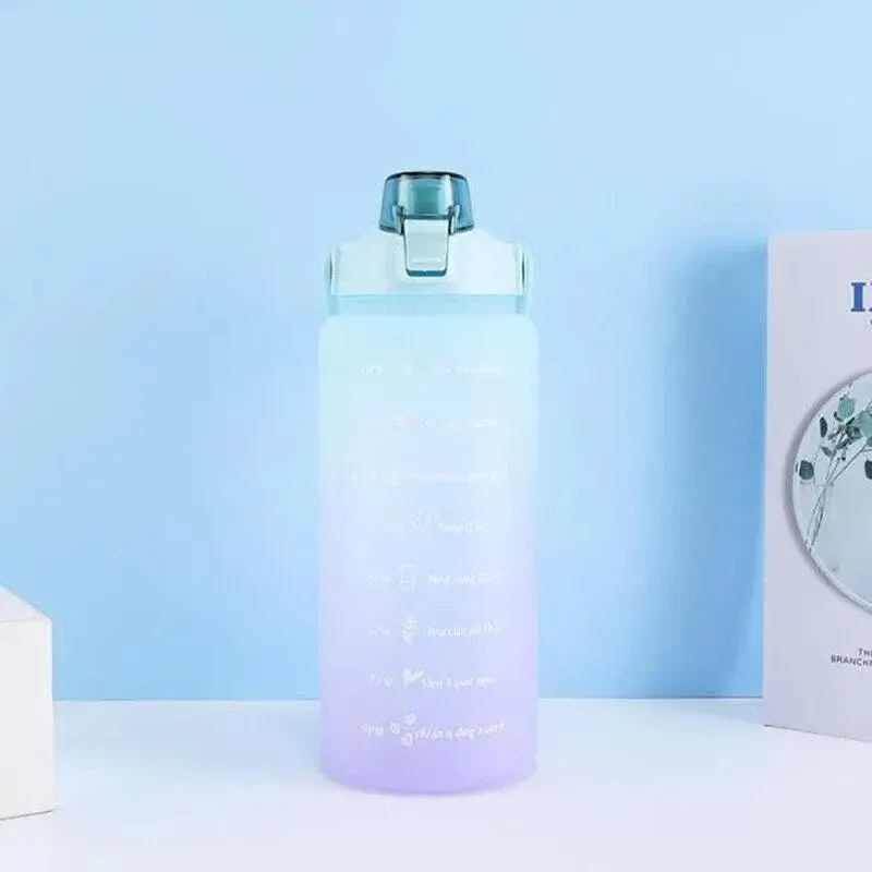 2L Large Water Bottle Straw Time Gradient Cup Fitness Jugs Sport Gym Training view 7