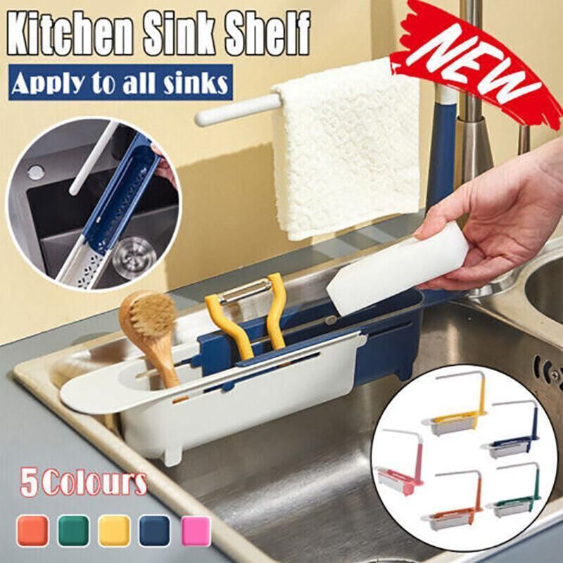 Telescopic Sink Rack Holder Expandable Storage Drain Basket Home Kitchen Tools view 2