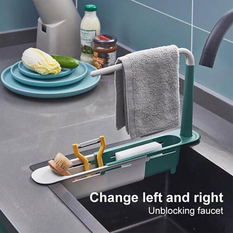 Telescopic Sink Rack Holder Expandable Storage Drain Basket Home Kitchen Tools view 5