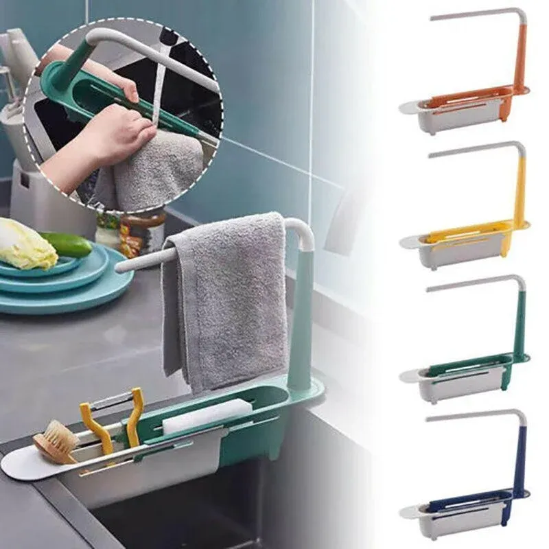 Telescopic Sink Rack Holder Expandable Storage Drain Basket Home Kitchen Tools view 8