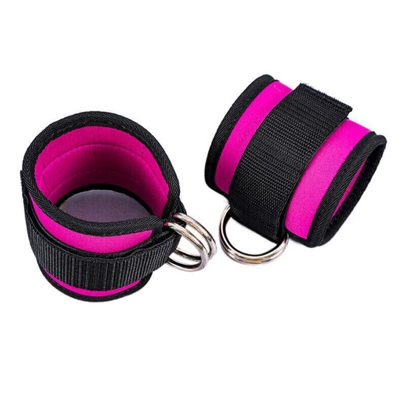 2PCS Weight Lifting Ankle D-Ring Strap Pulley Cable Kickbacks Attachment Gym