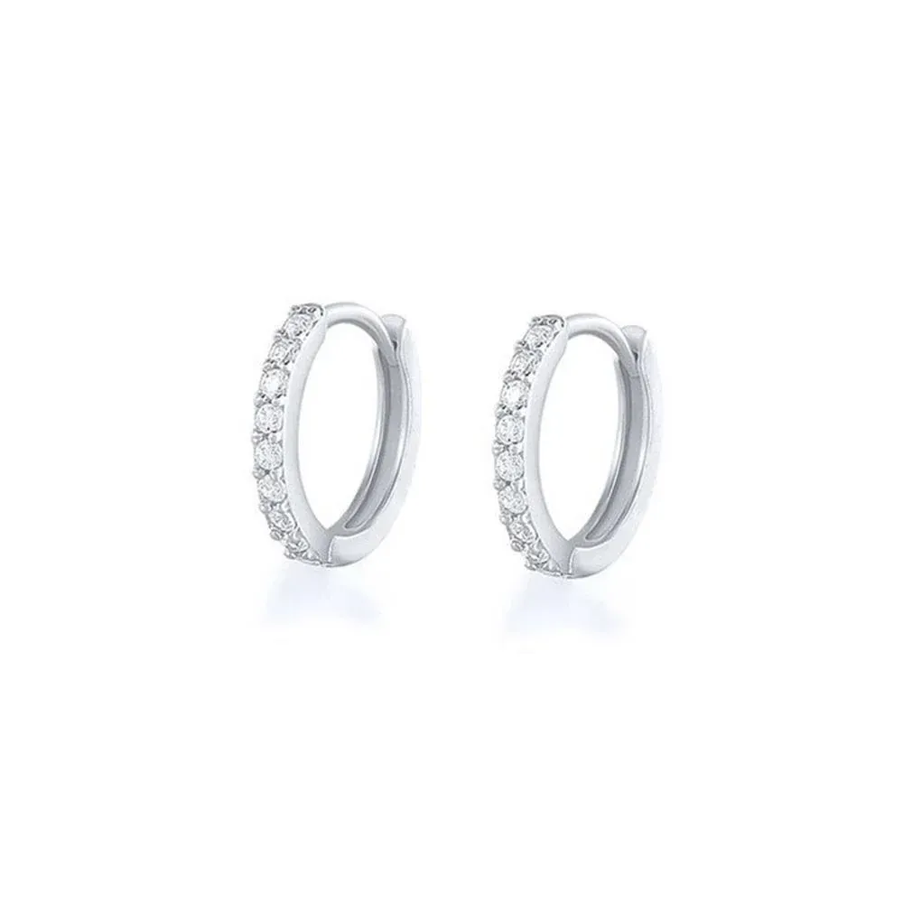 7sizes Hoop Earring Silver Zirconia Ear Huggie Hoop Cartilage Piercing