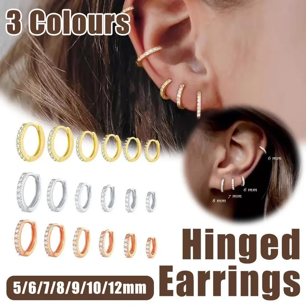 7sizes Hoop Earring Silver Zirconia Ear Huggie Hoop Cartilage Piercing view 2