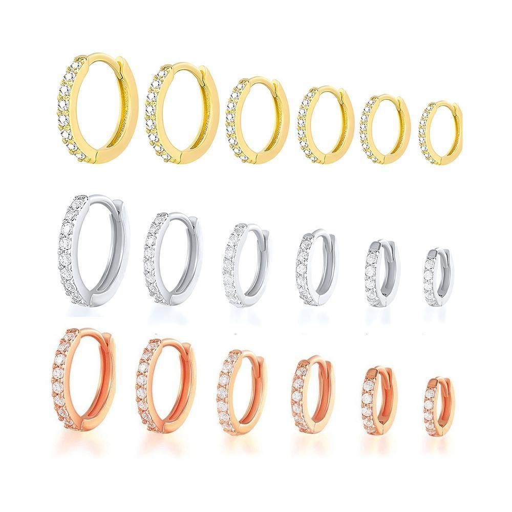 7sizes Hoop Earring Silver Zirconia Ear Huggie Hoop Cartilage Piercing view 3