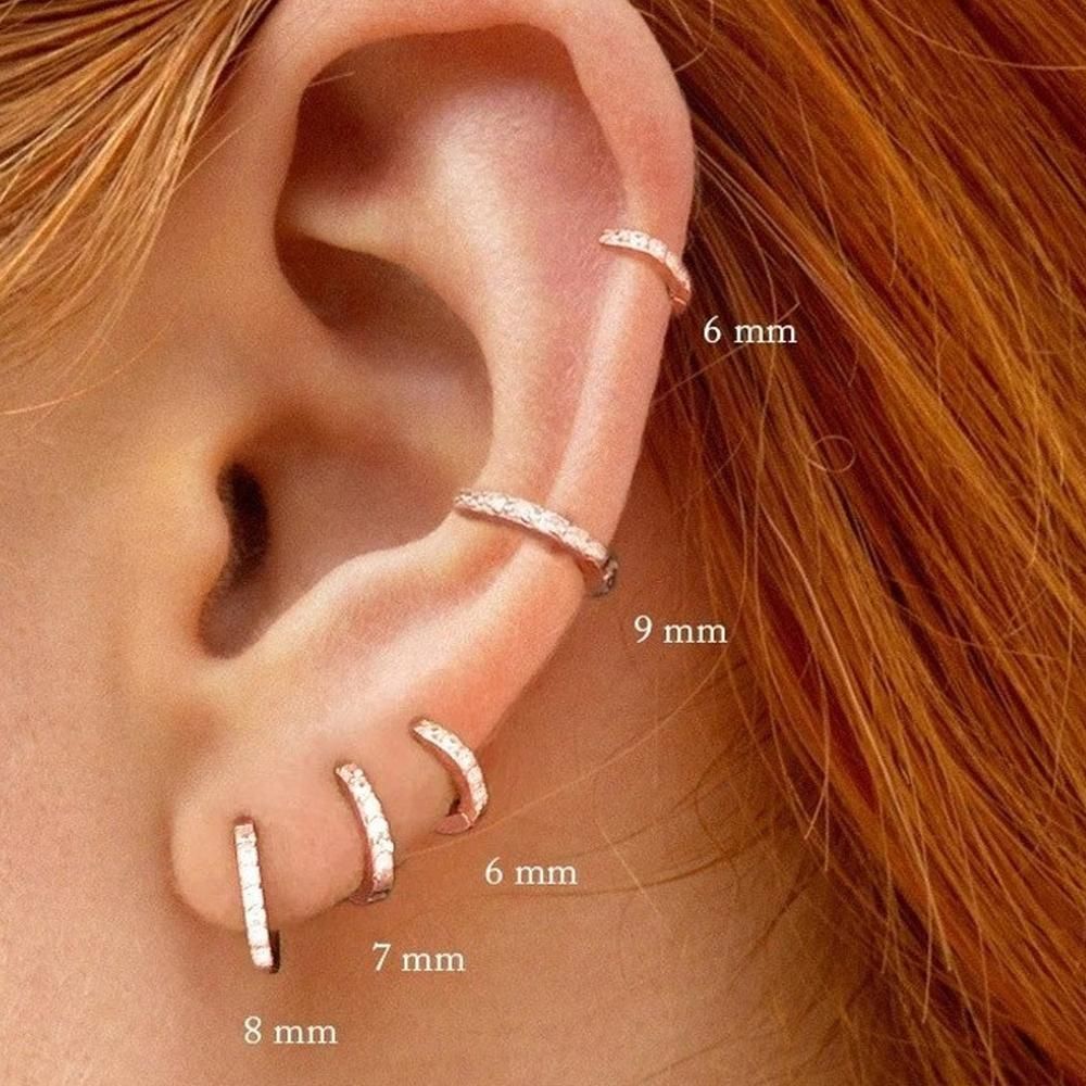 7sizes Hoop Earring Silver Zirconia Ear Huggie Hoop Cartilage Piercing view 4