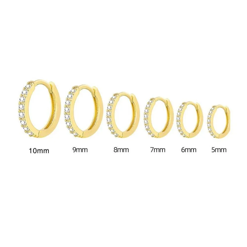 7sizes Hoop Earring Silver Zirconia Ear Huggie Hoop Cartilage Piercing view 5