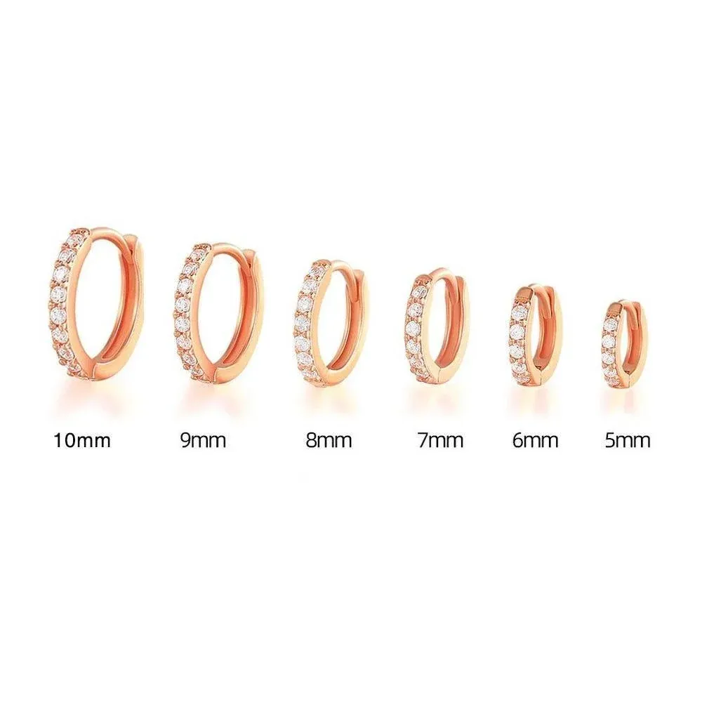 7sizes Hoop Earring Silver Zirconia Ear Huggie Hoop Cartilage Piercing view 6