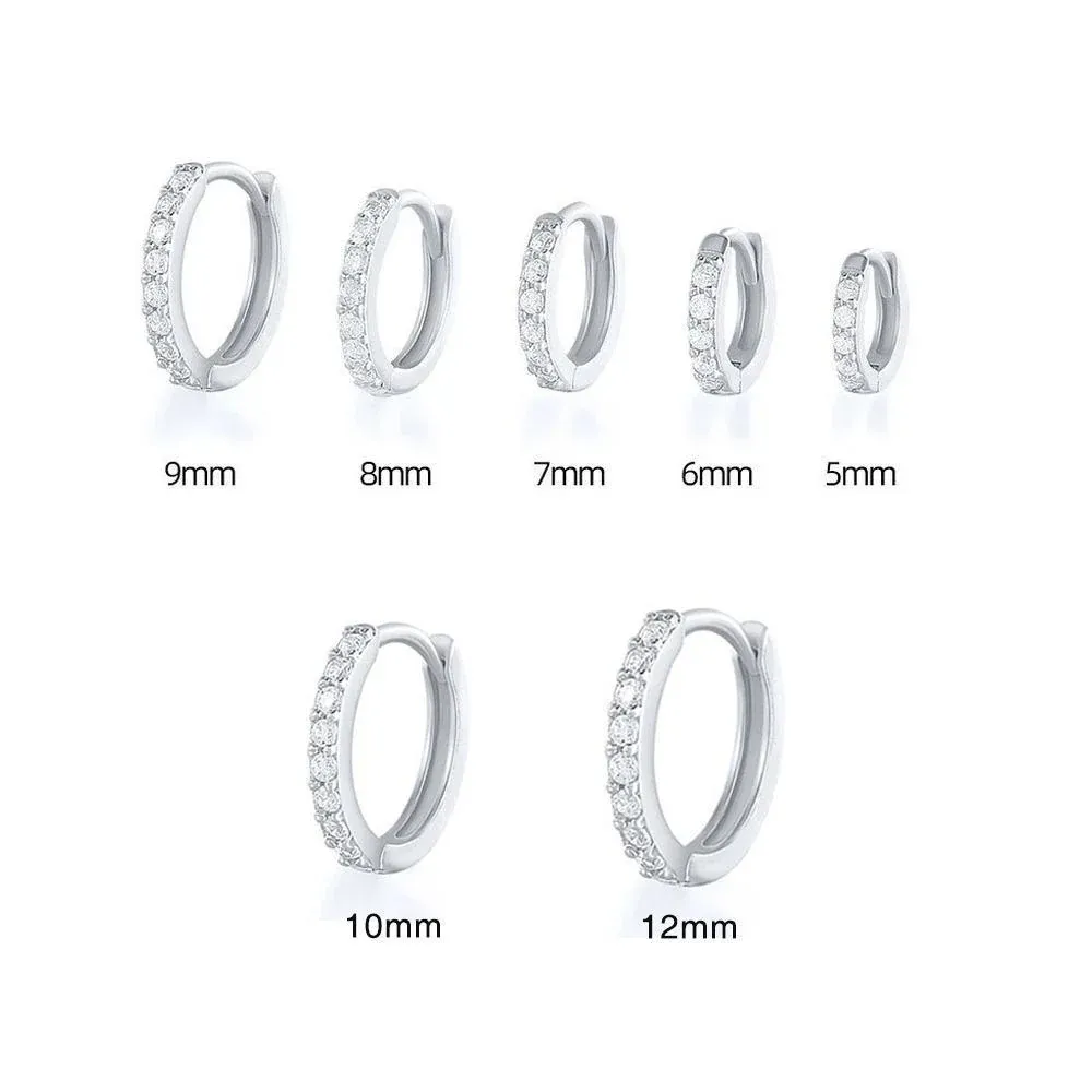 7sizes Hoop Earring Silver Zirconia Ear Huggie Hoop Cartilage Piercing view 7
