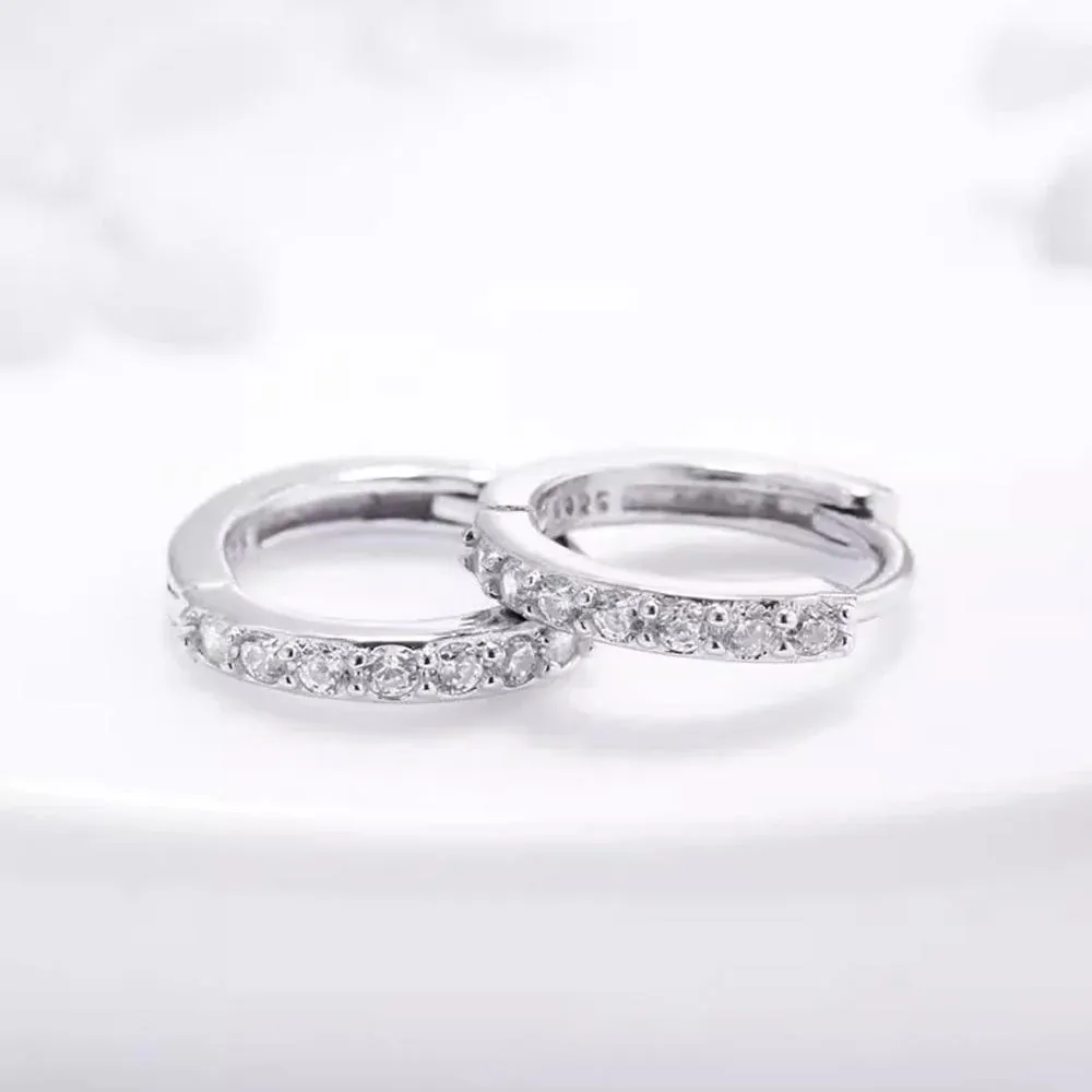 7sizes Hoop Earring Silver Zirconia Ear Huggie Hoop Cartilage Piercing view 12