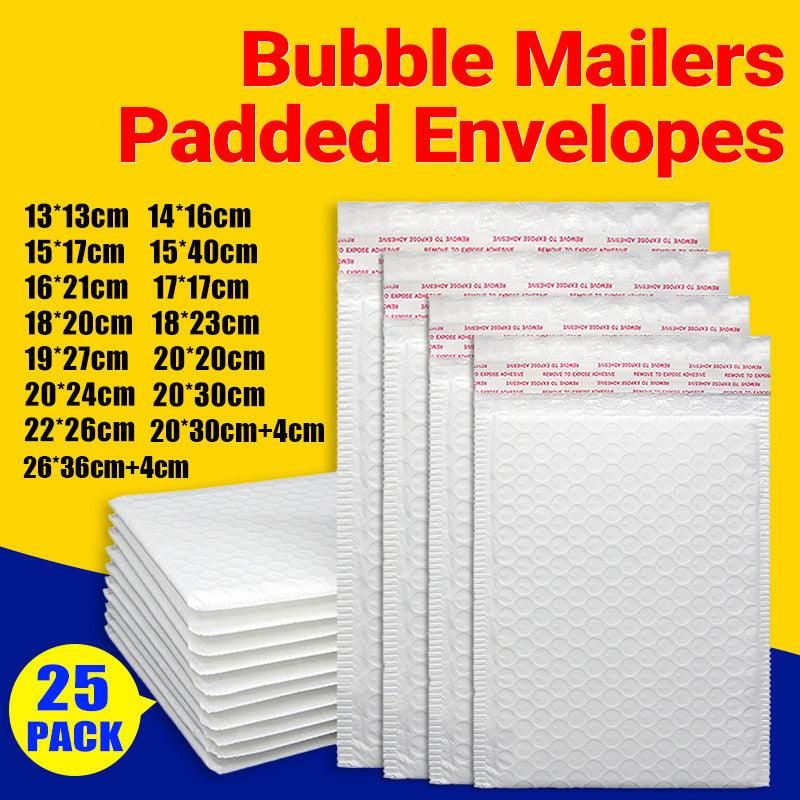 25PCS Poly Bubble Mailers Envelope Padded Bag White Cushioned Satchel 15 Sizes view 2