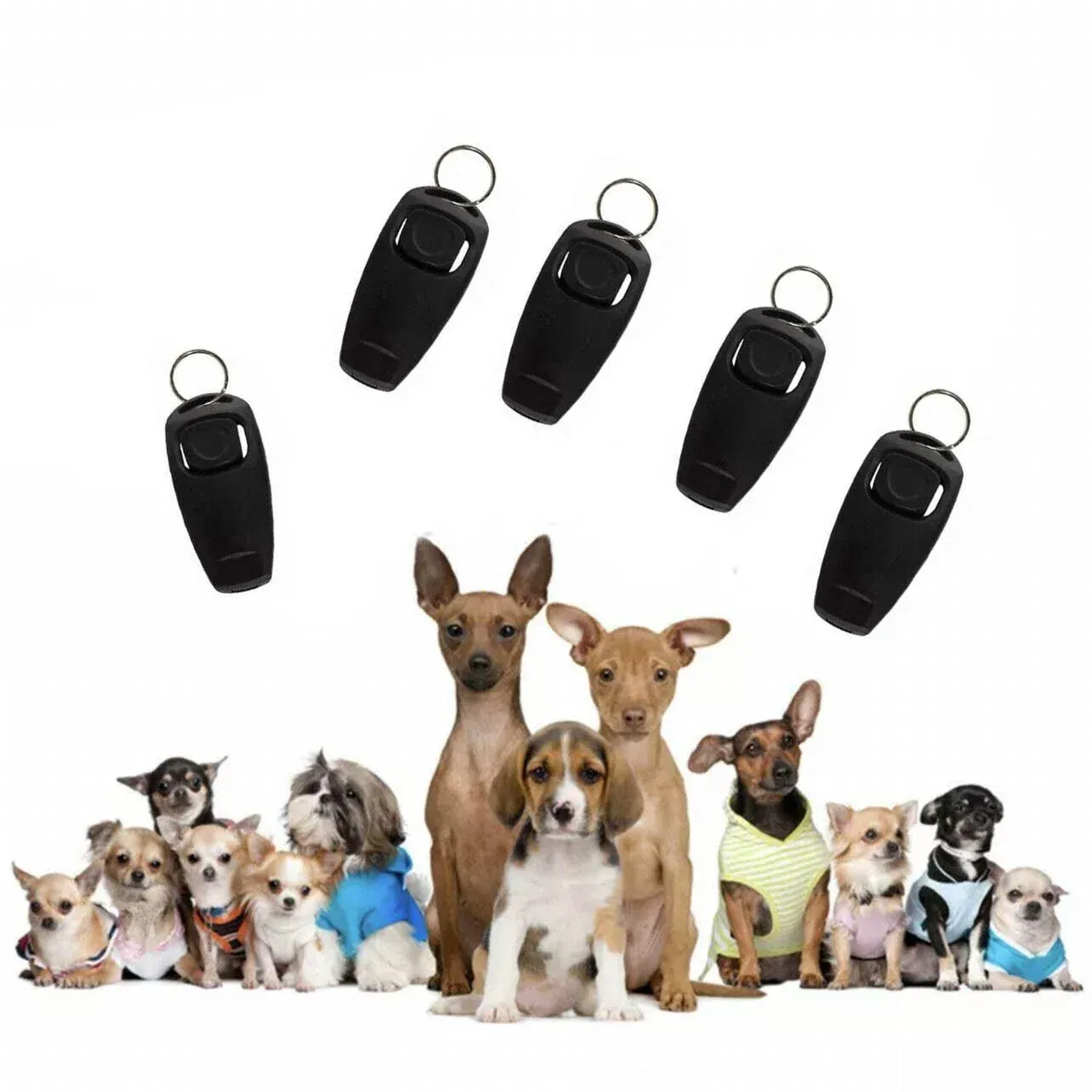 Dog Whistle and Clicker Set for Training Stop Barking Obedience Tool Combo - White view 14
