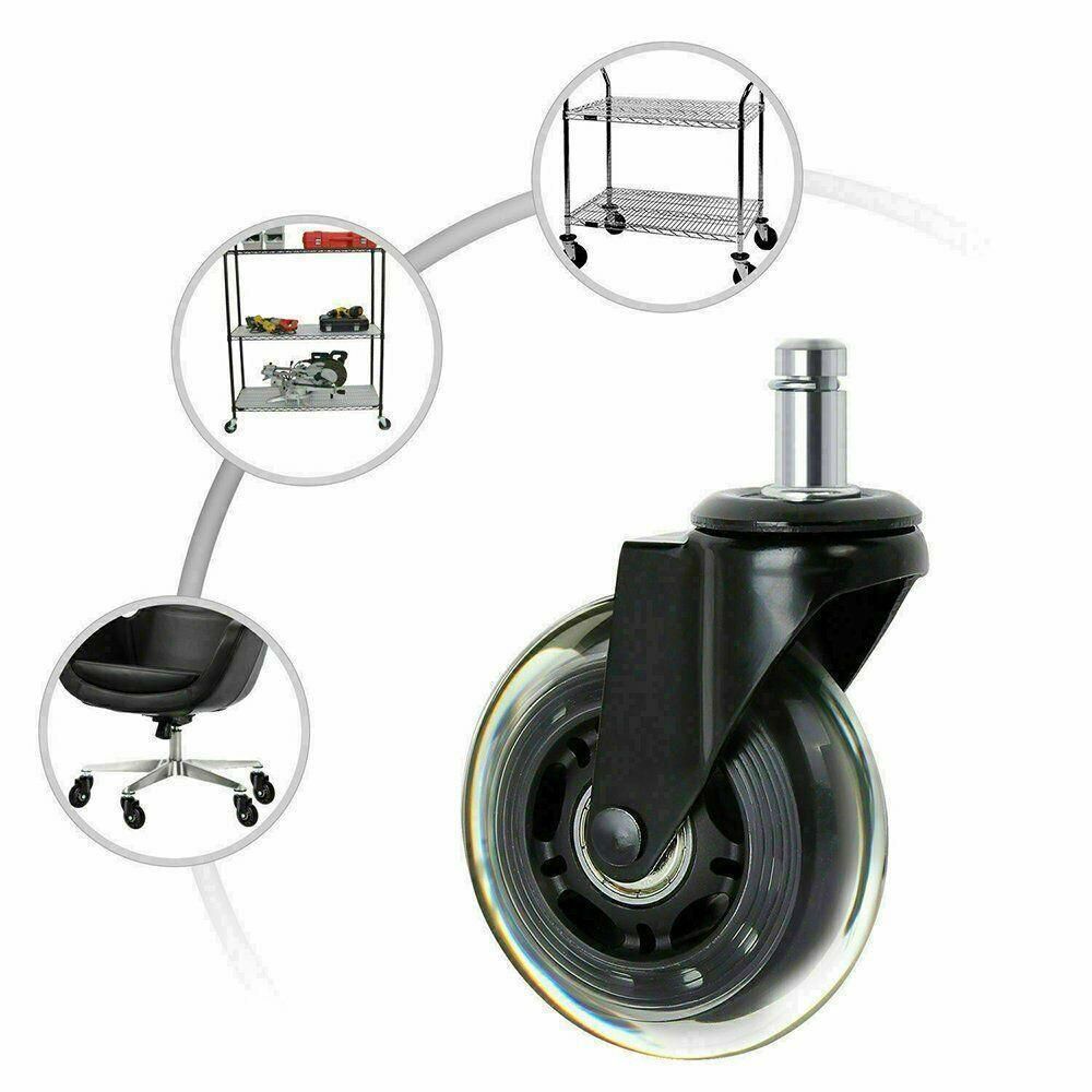 5pcs 3-Inch PU Transparent Caster Wheels Luggage Office Chair Mute Swivel Wheels view 9