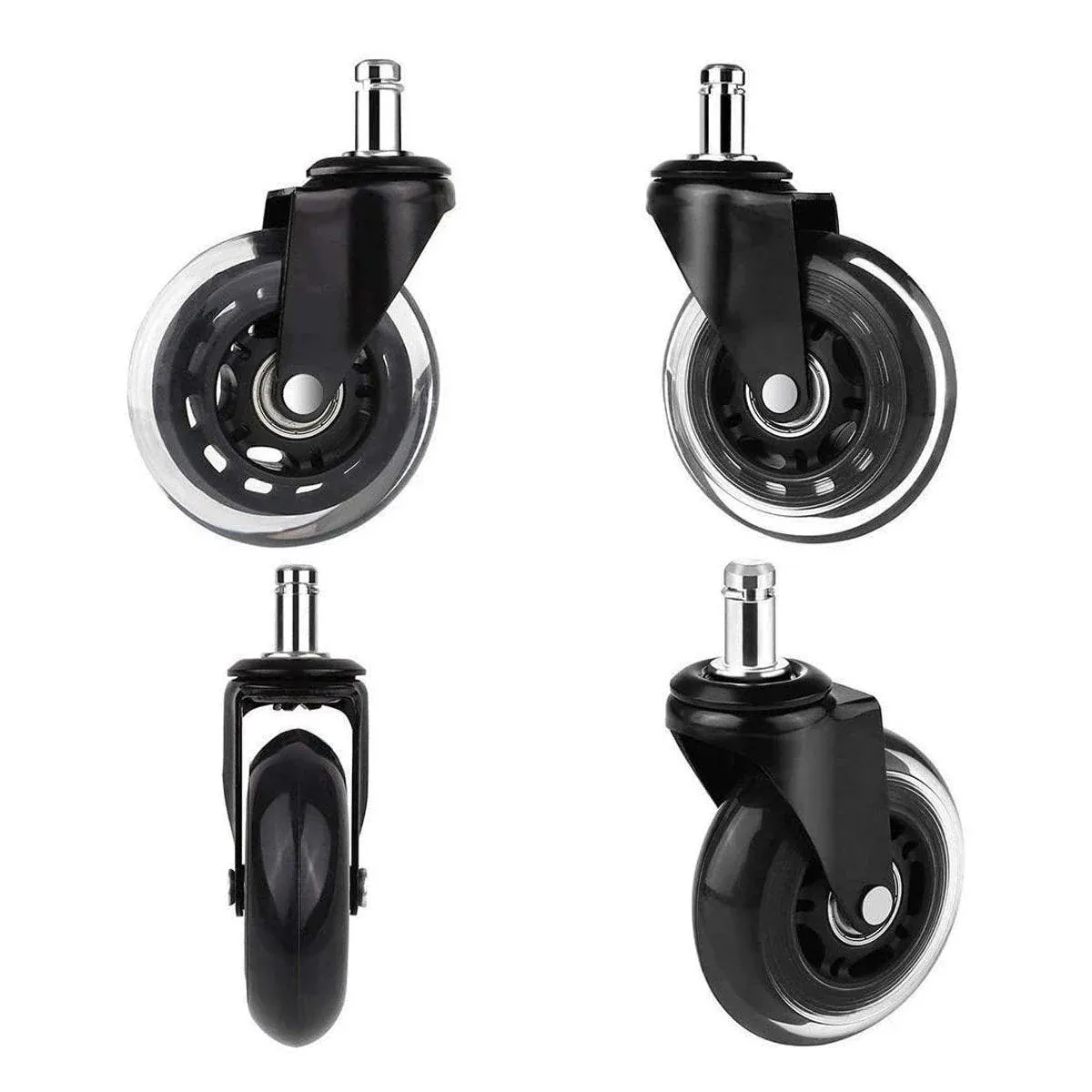 5pcs 3-Inch PU Transparent Caster Wheels Luggage Office Chair Mute Swivel Wheels view 13