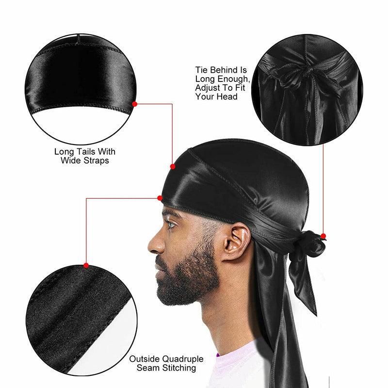 Velvet Durag Silky Hat Cap Men Women Premium Designer Doo Rag Wave Silk view 9