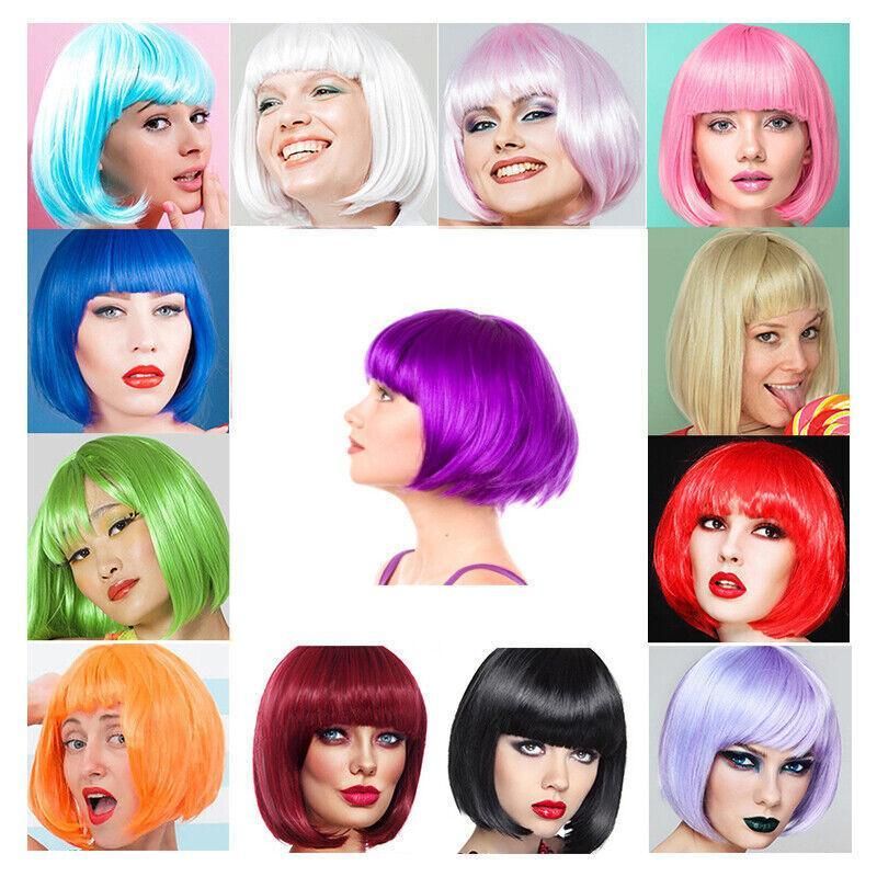 Short Bob Wig with Bangs for Women Synthetic Cosplay Party Hair in 14 Colours view 4