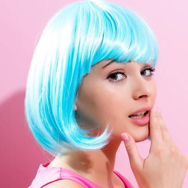 Short Bob Wig with Bangs for Women Synthetic Cosplay Party Hair in 14 Colours view 8