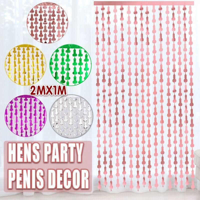 Metallic Tinsel Curtain 2m x 1m Hens Party Backdrop Foil Fringe Hanging Decor view 2
