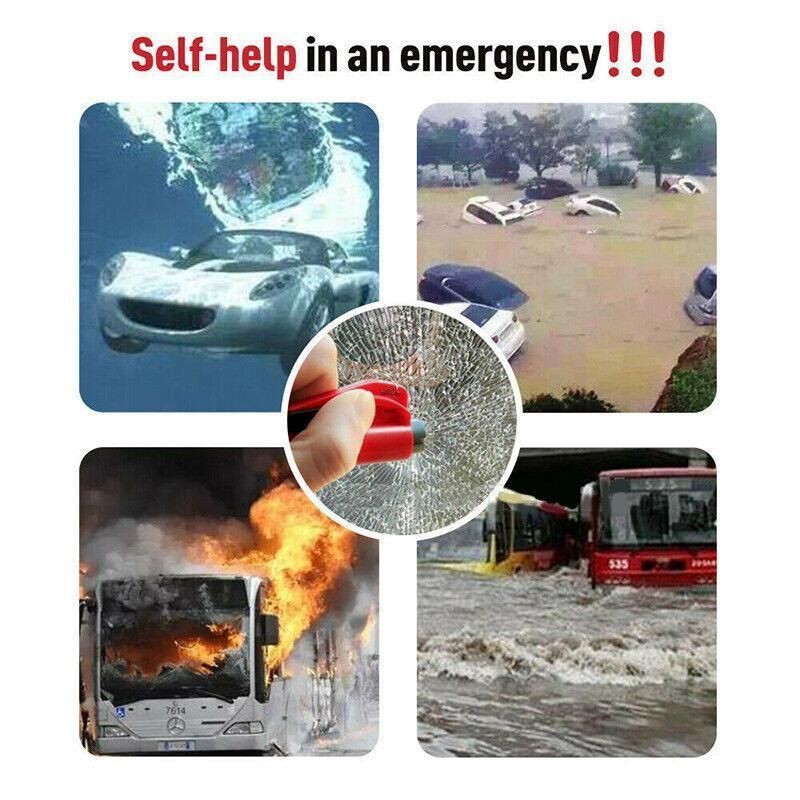 3 In 1 Car Window Glass Breaker Emergency Escape Tool with Cutter - Red view 7