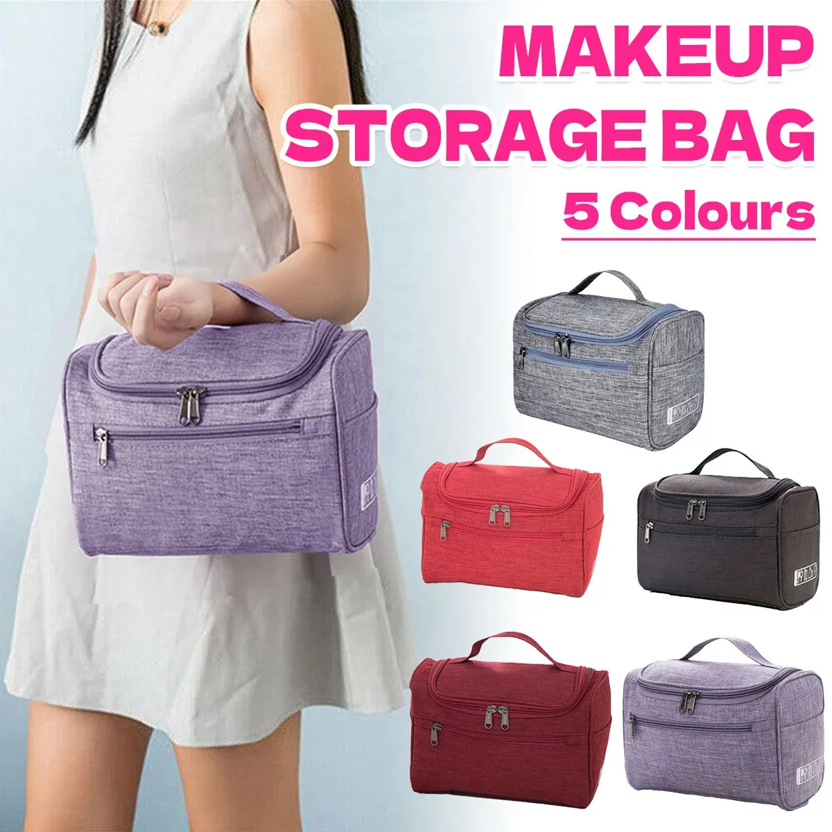 Womens Cosmetic Bag Make Up Case Travel Toiletry Wash Organiser Vanity Nail