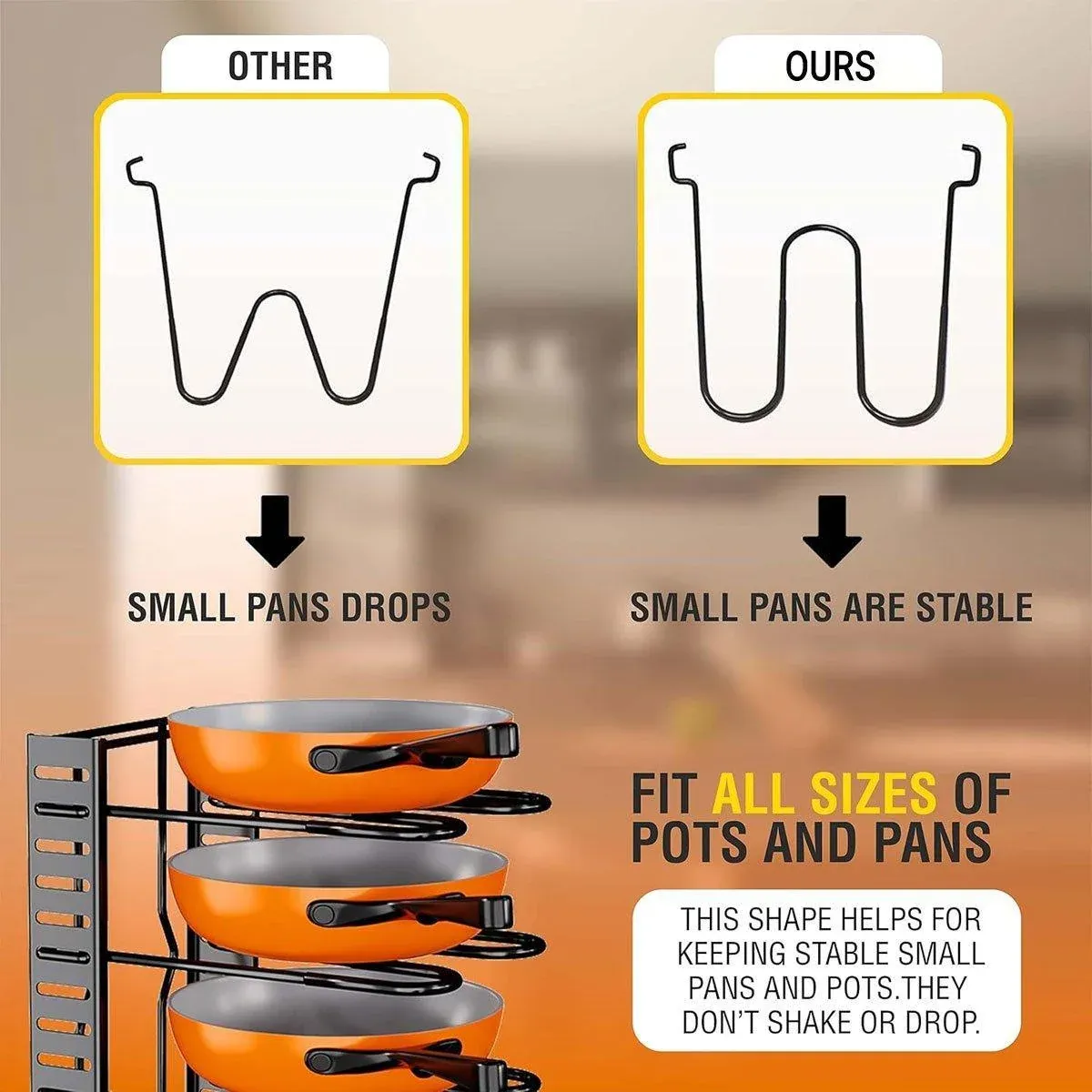 Adjustable Multi Layer Pot Lid Rack Vertical Storage Organizer Countertop Holder view 6