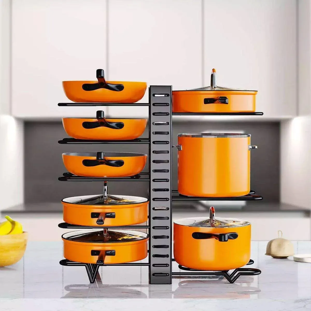 Adjustable Multi Layer Pot Lid Rack Vertical Storage Organizer Countertop Holder view 14
