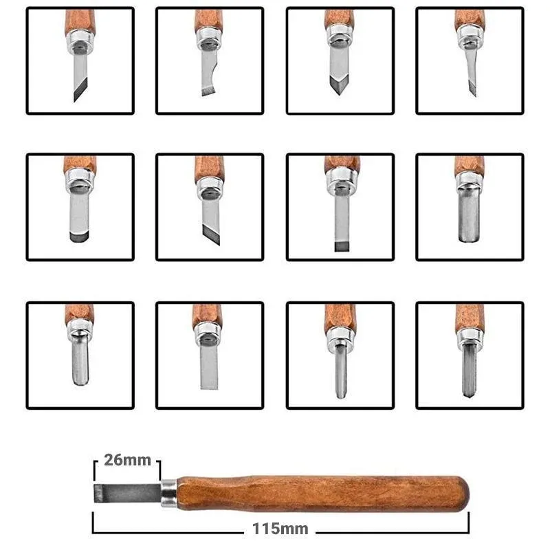 12Pcs Wood Carving Tool Chisels Set Woodcut Knife Arts Crafts Woodworking Chisel view 4