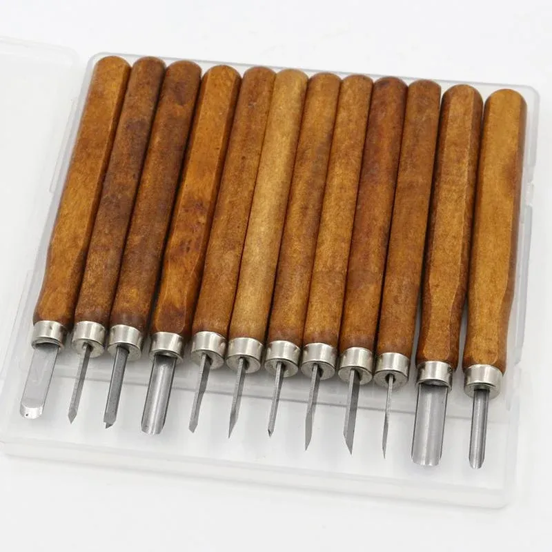 12Pcs Wood Carving Tool Chisels Set Woodcut Knife Arts Crafts Woodworking Chisel view 8