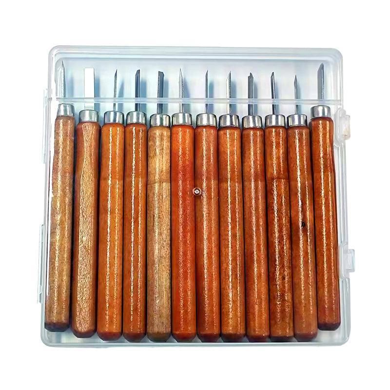 12Pcs Wood Carving Tool Chisels Set Woodcut Knife Arts Crafts Woodworking Chisel view 12