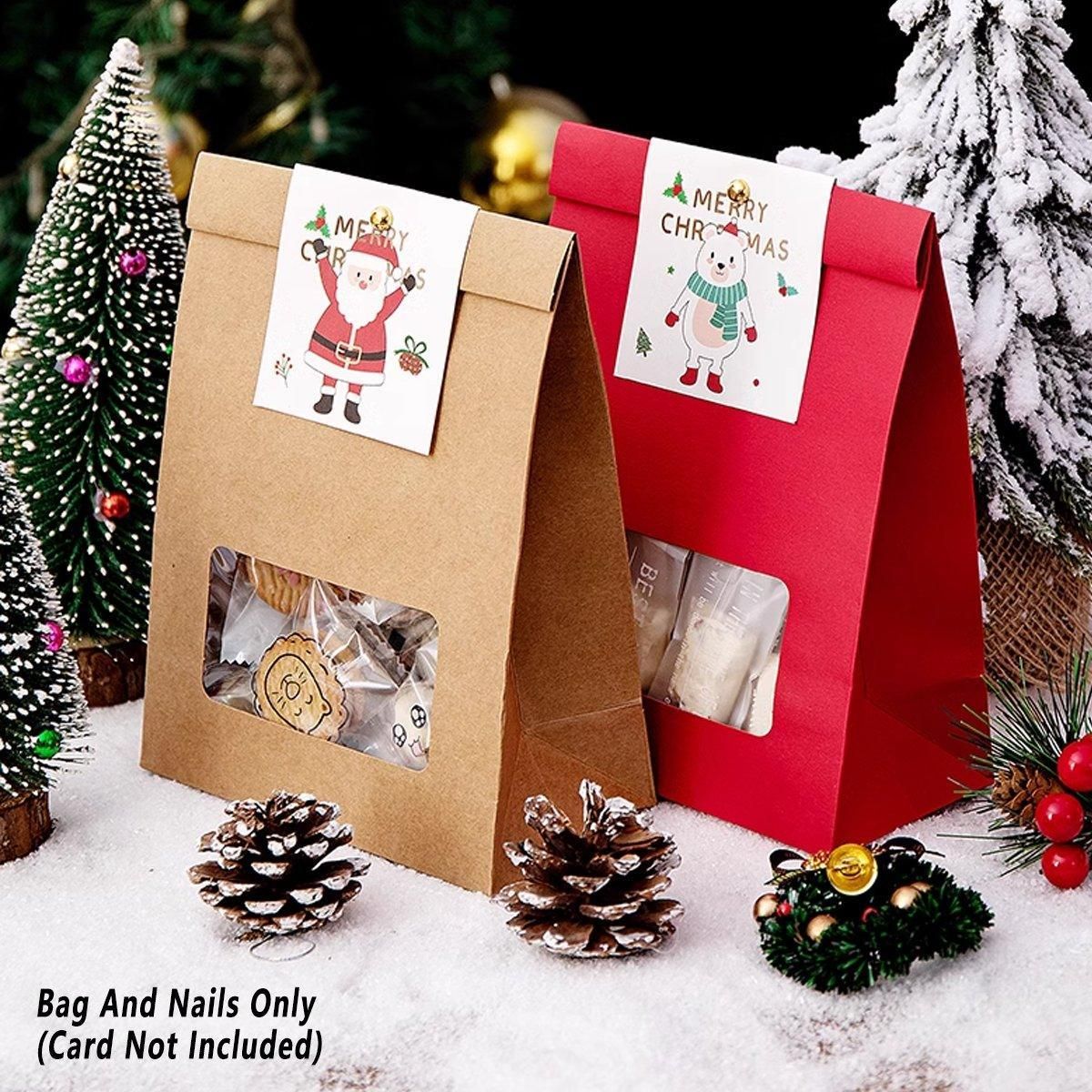 10PCS Snowflake Kraft Paper Candy Bag with Window Biscuit Self Standing Food view 9