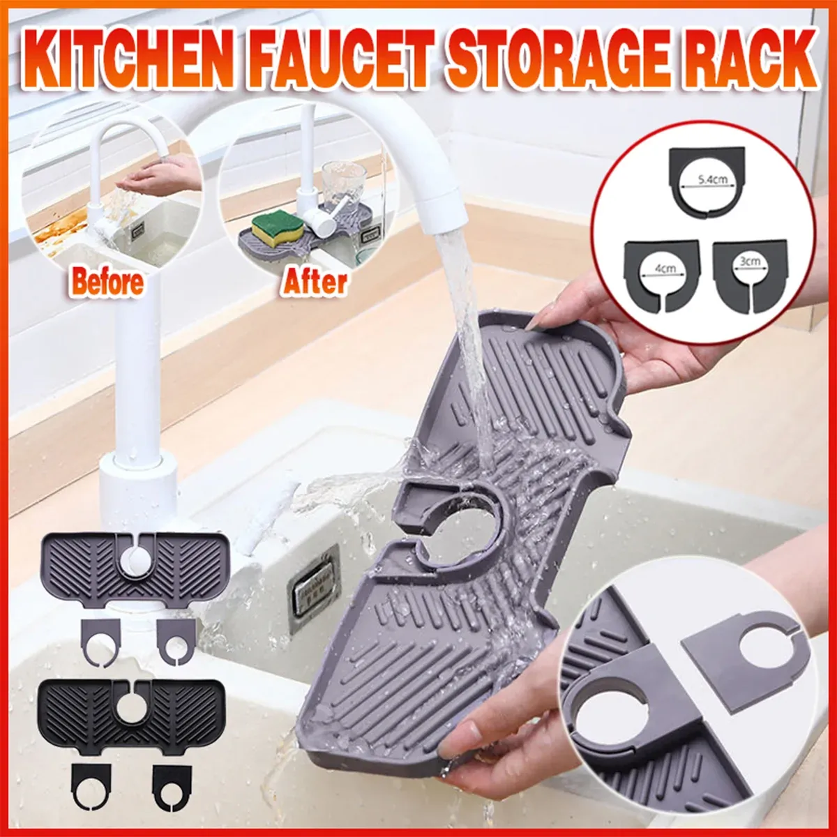 Kitchen Faucet Storage Rack Holder Soap Sponges Caddy Organizer Sink Basket view 2