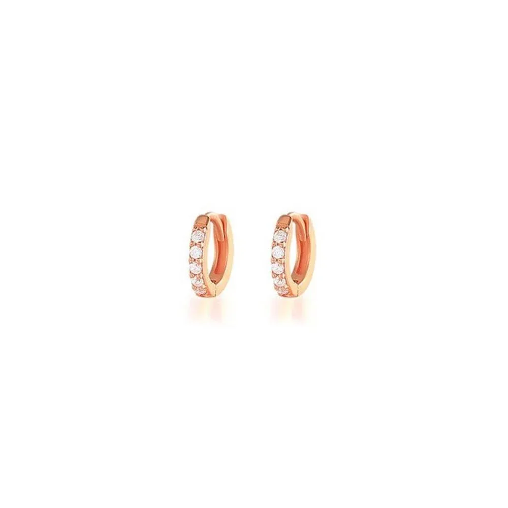 7sizes Hoop Earring Silver Zirconia Ear Huggie Hoop Cartilage Piercing