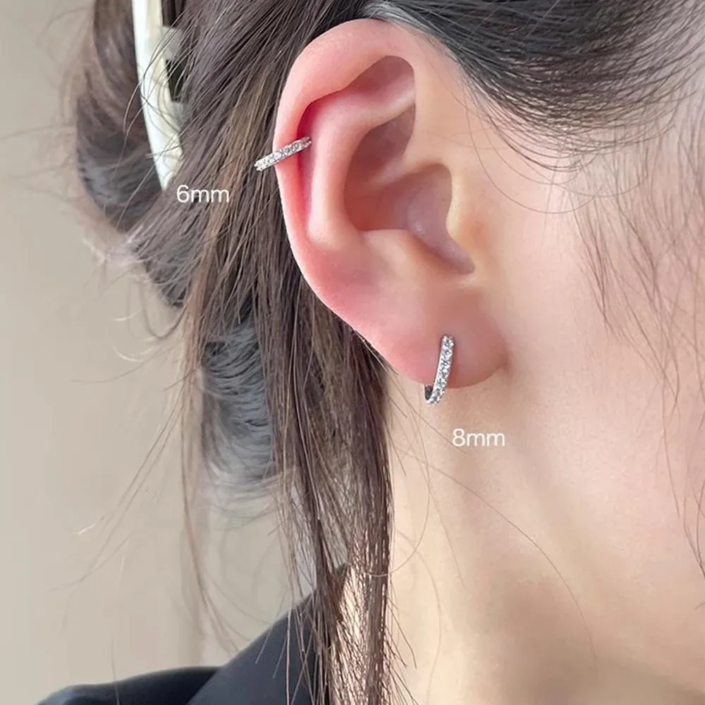 7sizes Hoop Earring Silver Zirconia Ear Huggie Hoop Cartilage Piercing view 8