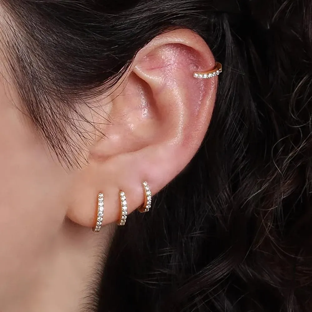 7sizes Hoop Earring Silver Zirconia Ear Huggie Hoop Cartilage Piercing view 13